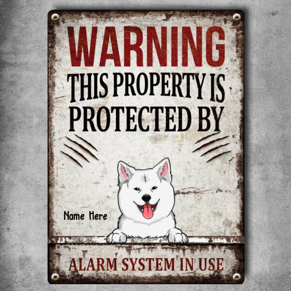 Pawzity Warning Metal Yard Sign, Gifts For Dog Lovers, This Property Is Protected By Alarm System In Use