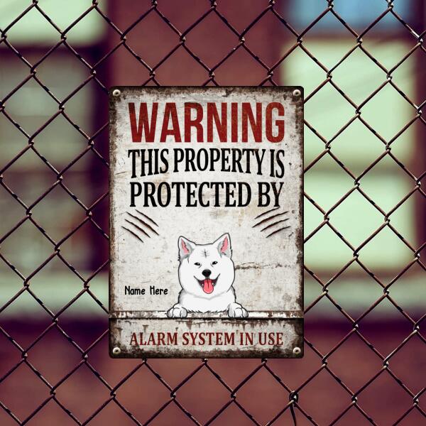 Pawzity Warning Metal Yard Sign, Gifts For Dog Lovers, This Property Is Protected By Alarm System In Use