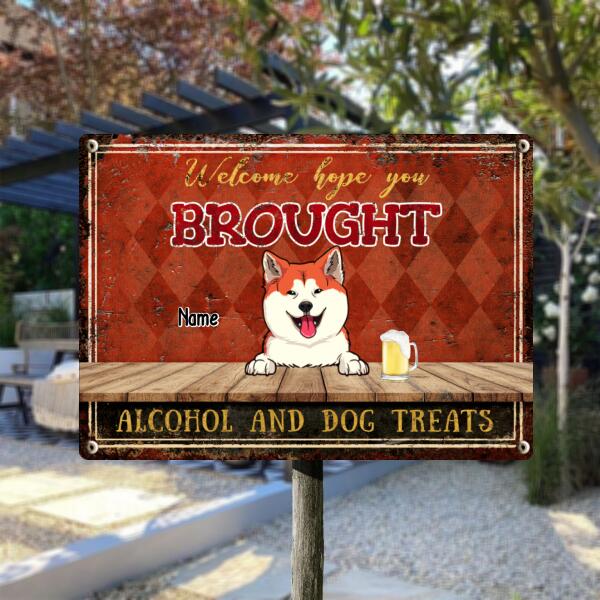 Pawzity Metal Yard Sign, Gifts For Dog Lovers, Hope You Brought Alcohol & Dog Treat Welcome Signs