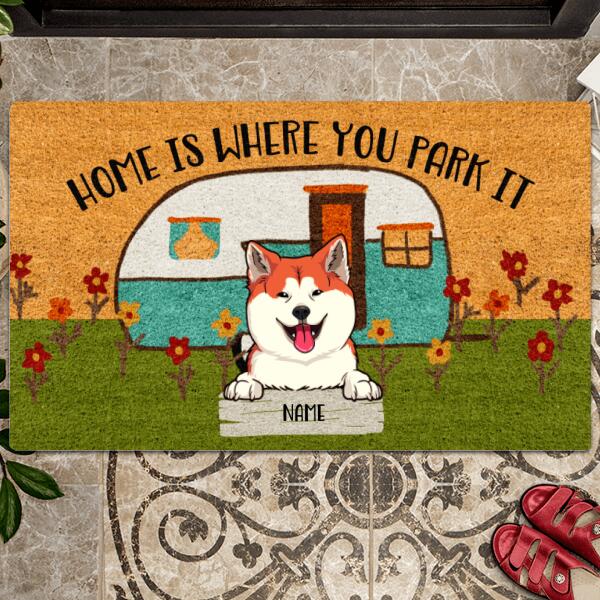 Pawzity  Personalized Doormat, Gifts For Dog Lovers, Home Is Where You Park It Camper Van Front Door Mat