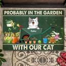 Pawzity Custom Doormat, Gifts For Cat Lovers, Probably In The Garden With Our Cats, Cat On The Wheelbarrow