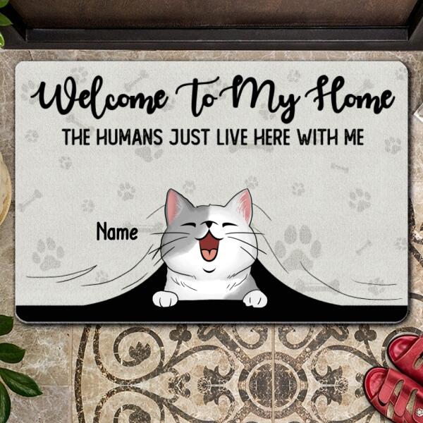 Pawzity Personalized Doormat, Gifts For Cat Lovers, Welcome To Our House The Humans Just Live Here With Us