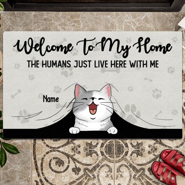 Pawzity Personalized Doormat, Gifts For Cat Lovers, Welcome To Our House The Humans Just Live Here With Us