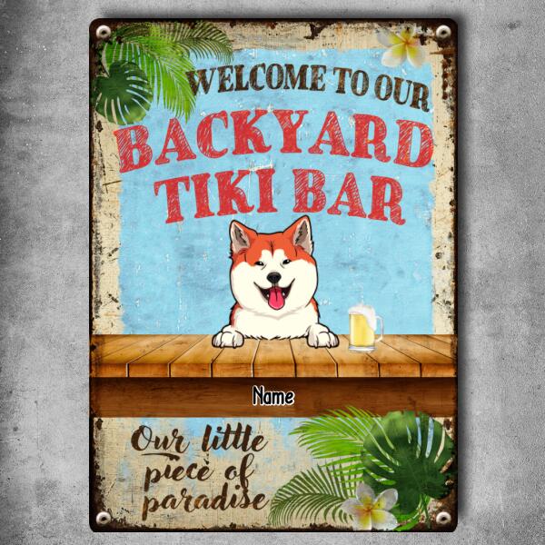 Pawzity Metal Backyard Tiki Bar Signs, Gifts For Pet Lovers, Our Little Piece of Paradise Welcome Signs
