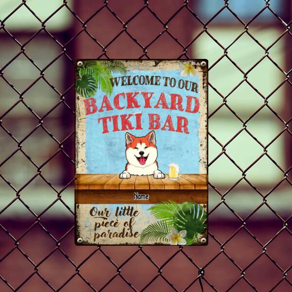 Pawzity Metal Backyard Tiki Bar Signs, Gifts For Dog Lovers, Our Little Piece of Paradise Welcome Signs