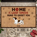 Pawzity Personalized Doormat, Gifts For Dachshund Lovers, Home Is Where Someone Runs To Greet You Outdoor Door Mat