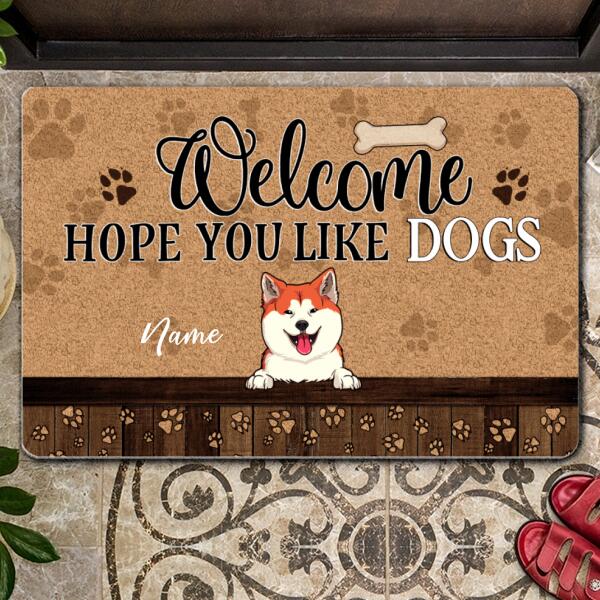 Pawzity Front Door Mat, Gifts For Dog Lovers, Welcome Hope You Like Dogs Outdoor Door Mat