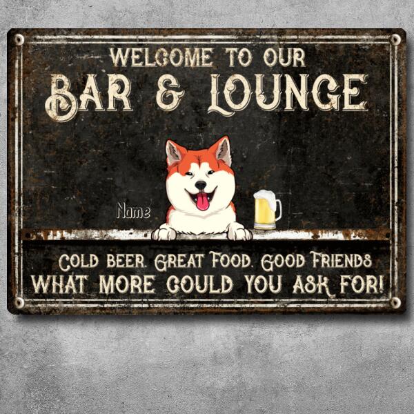 Pawzity Metal Bar Signs, Gifts For Pet Lovers, Welcome To Our Bar & Lounge Cold Beer Great Food Good Friends