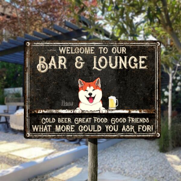 Pawzity Metal Bar Signs, Gifts For Pet Lovers, Welcome To Our Bar & Lounge Cold Beer Great Food Good Friends