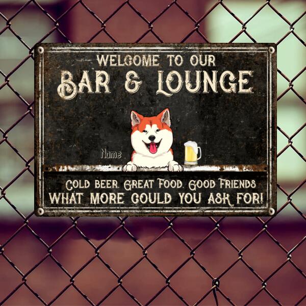 Pawzity Metal Bar Signs, Gifts For Pet Lovers, Welcome To Our Bar & Lounge Cold Beer Great Food Good Friends