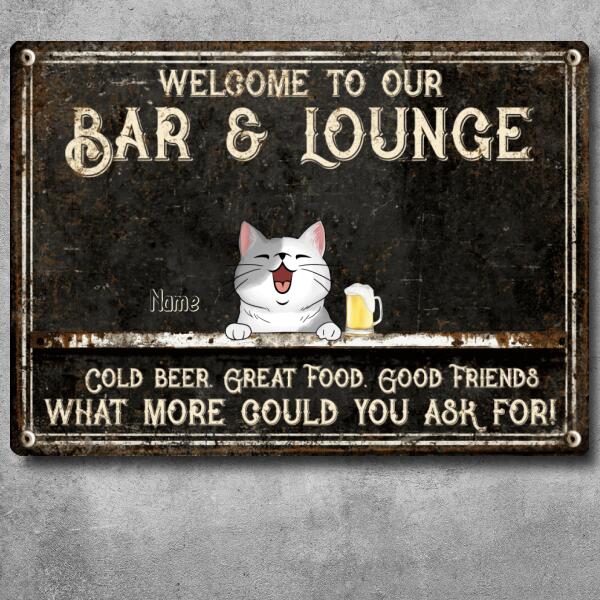 Pawzity Metal Bar Signs, Gifts For Cat Lovers, Welcome To Our Bar & Lounge Cold Beer Great Food Good Friends