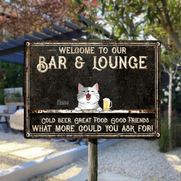 Pawzity Metal Bar Signs, Gifts For Cat Lovers, Welcome To Our Bar & Lounge Cold Beer Great Food Good Friends