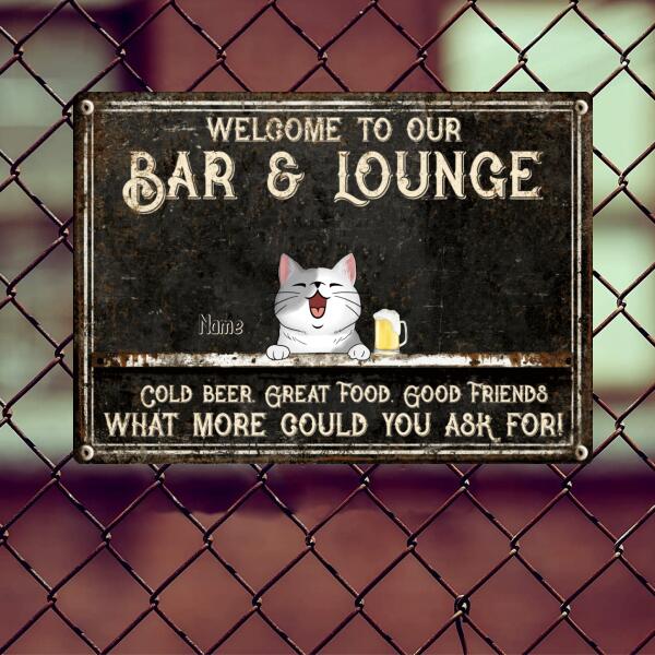 Pawzity Metal Bar Signs, Gifts For Cat Lovers, Welcome To Our Bar & Lounge Cold Beer Great Food Good Friends