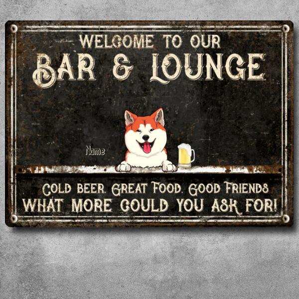 Pawzity Metal Bar Signs, Gifts For Dog Lovers, Welcome To Our Bar & Lounge Cold Beer Great Food Good Friends