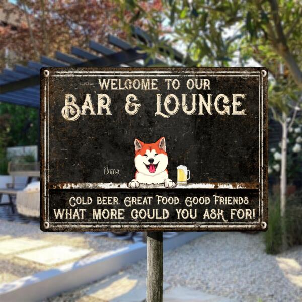 Pawzity Metal Bar Signs, Gifts For Dog Lovers, Welcome To Our Bar & Lounge Cold Beer Great Food Good Friends