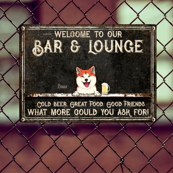 Pawzity Metal Bar Signs, Gifts For Dog Lovers, Welcome To Our Bar & Lounge Cold Beer Great Food Good Friends