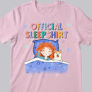 Official Sleep Shirt, Cute Girl With Her Dog, Dog Mom Gift, Personalized Dog Lover T-shirt