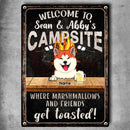 Pawzity Metal Camping Signs, Gifts For Dog Lovers, Welcome To Our Campsite Where Marshmallows And Friends Get Toasted