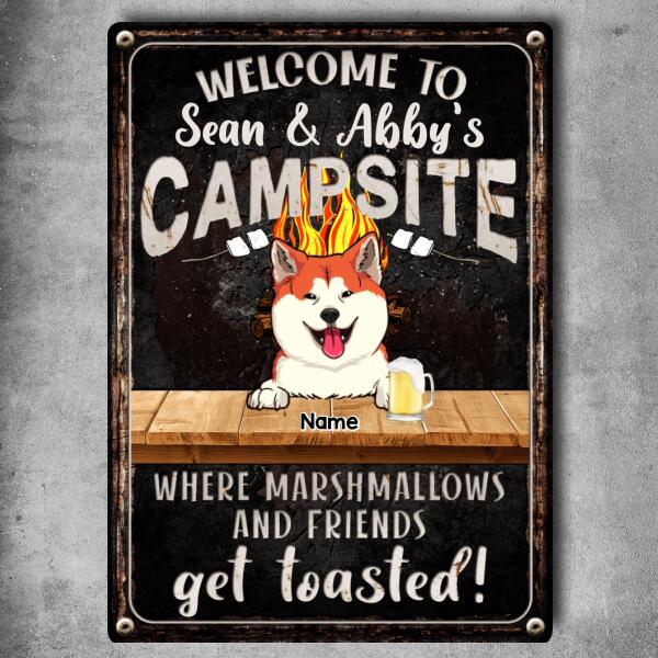 Pawzity Metal Camping Signs, Gifts For Dog Lovers, Welcome To Our Campsite Where Marshmallows And Friends Get Toasted