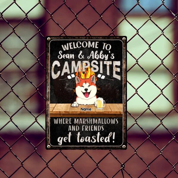 Pawzity Metal Camping Signs, Gifts For Dog Lovers, Welcome To Our Campsite Where Marshmallows And Friends Get Toasted