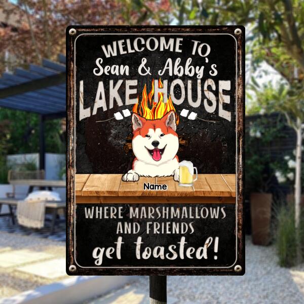 Pawzity Metal Lake House Sign, Gifts For Dog Lovers, Where Marshmallows And Friends Get Toasted Welcome Signs