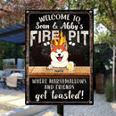 Pawzity Metal Camping Signs, Gifts For Dog Lovers, Welcome To Our Firepit Where Marshmallows And Friends Get Toasted