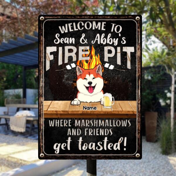 Pawzity Metal Camping Signs, Gifts For Dog Lovers, Welcome To Our Firepit Where Marshmallows And Friends Get Toasted