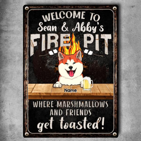 Pawzity Metal Camping Signs, Gifts For Dog Lovers, Welcome To Our Firepit Where Marshmallows And Friends Get Toasted