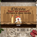 Pawzity Dog Welcome Mat, Gifts For Dog Lovers, Hope You Brought Alcohol & Dog Treats Front Door Mat