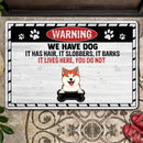 Pawzity Custom Doormat, Gifts For Dog Lovers, Warning We Have Dogs They Live Here You Do Not Front Door Mat