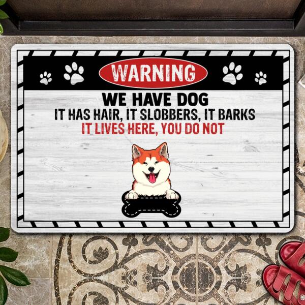 Pawzity Custom Doormat, Gifts For Dog Lovers, Warning We Have Dogs They Live Here You Do Not Front Door Mat