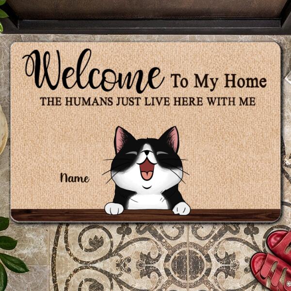 Pawzity Custom Doormat, Gifts For Cat Lovers, Welcome To Our House The Humans Just Live Here With Us