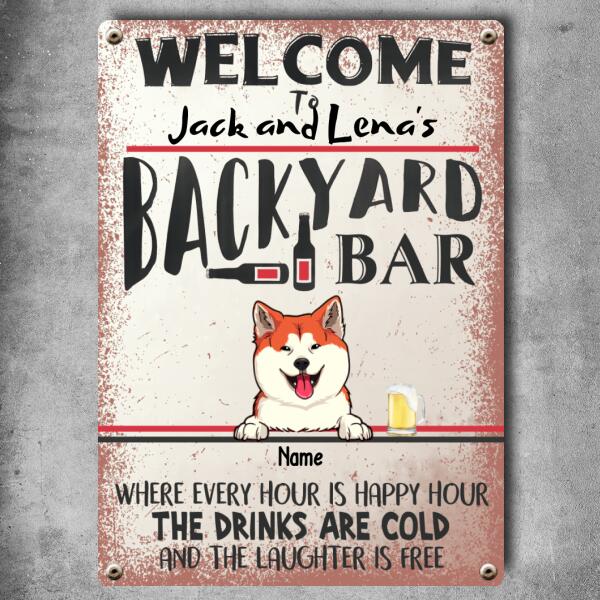 Pawzity Metal Backyard Bar Signs, Gifts For Pet Lovers, Where Every Hour Is Happy Hour Welcome Signs