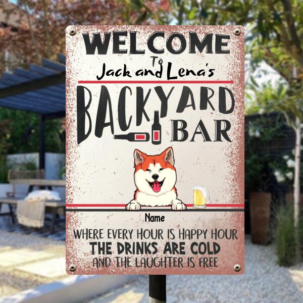 Pawzity Metal Backyard Bar Signs, Gifts For Pet Lovers, Where Every Hour Is Happy Hour Welcome Signs