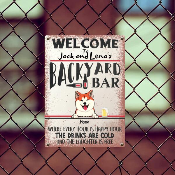 Pawzity Metal Backyard Bar Signs, Gifts For Pet Lovers, Where Every Hour Is Happy Hour Welcome Signs