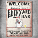 Pawzity Metal Backyard Bar Signs, Gifts For Cat Lovers, Where Every Hour Is Happy Hour Welcome Signs