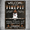 Pawzity Metal Camping Signs, Gifts For Cat Lovers, Welcome To Our Firepit Where Friends And Marshmallows Get Toasted
