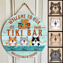 Pawzity Tiki Bar Sign, Gifts For Cat Lovers, Welcome To Our Tiki Bar Our Little Piece Of Paradise Custom Wooden Signs , Cat Mom Gifts