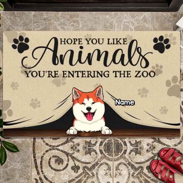 Pawzity Custom Doormat, Gifts For Pet Lovers, Hope You Like Animals You're Entering Dog Cat & Horse