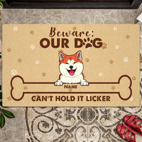 Pawzity Custom Doormat, Gifts For Dog Lovers, Beware Our Dogs Can't Hold Their Licker Outdoor Door Mat