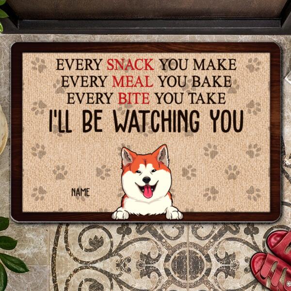 Pawzity Custom Doormat, Gifts For Dog Lovers, Every Snack You Make We'll Be Watching You Front Door Mat