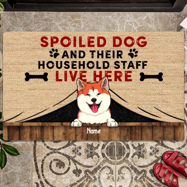 Pawzity Custom Doormat, Gifts For Dog Lovers, Spoiled Dogs And Their HouseHold Staff Live Here Front Door Mat