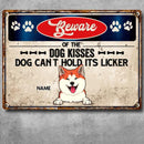 Pawzity Warning Metal Yard Sign, Gifts For Dog Lovers, Beware Of The Dog Kisses Funny Warning Sign