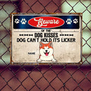 Pawzity Warning Metal Yard Sign, Gifts For Dog Lovers, Beware Of The Dog Kisses Funny Warning Sign