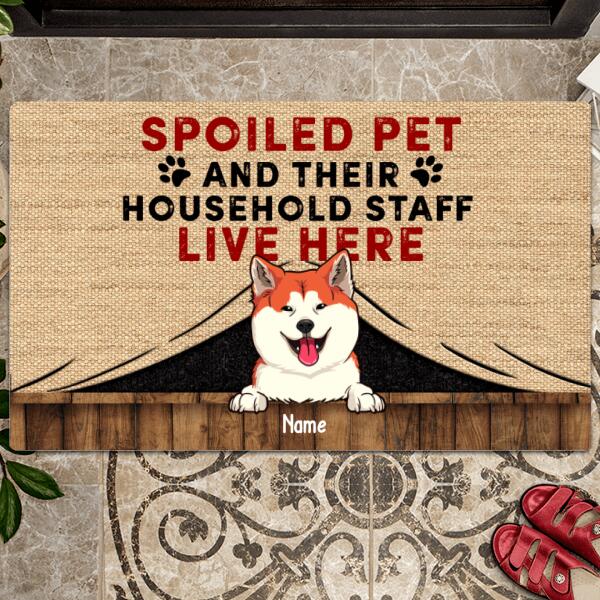 Pawzity Custom Doormat, Gifts For Pet Lovers, Spoiled Pets And Their HouseHold Staff Live Here Front Door Mat