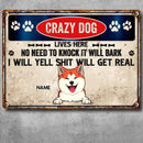 Pawzity Warning Metal Yard Sign, Gifts For Dog Lovers, Crazy Dogs Live Here No Need To Knock They Will Bark