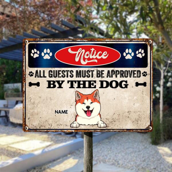 Pawzity Notice Metal Yard Sign, Gifts For Dog Lovers, All Guests Must Be Approved By The Dogs Funny Signs