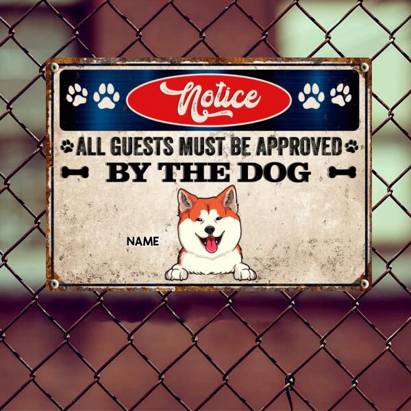 Pawzity Notice Metal Yard Sign, Gifts For Dog Lovers, All Guests Must Be Approved By The Dogs Funny Signs