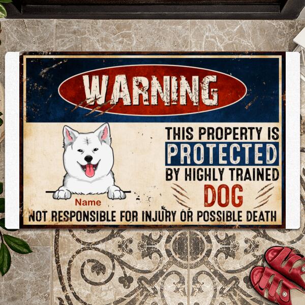 Pawzity Custom Doormat, Gifts For Dog Lovers, Warning This Property Is Protected By Highly Trained Dogs