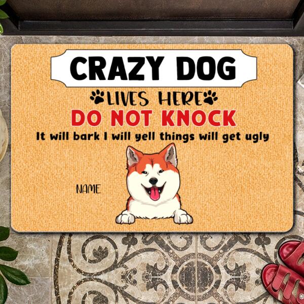 Pawzity Personalized Doormat, Gifts For Dog Lovers, Do Not Knock They Will Bark Front Door Mat